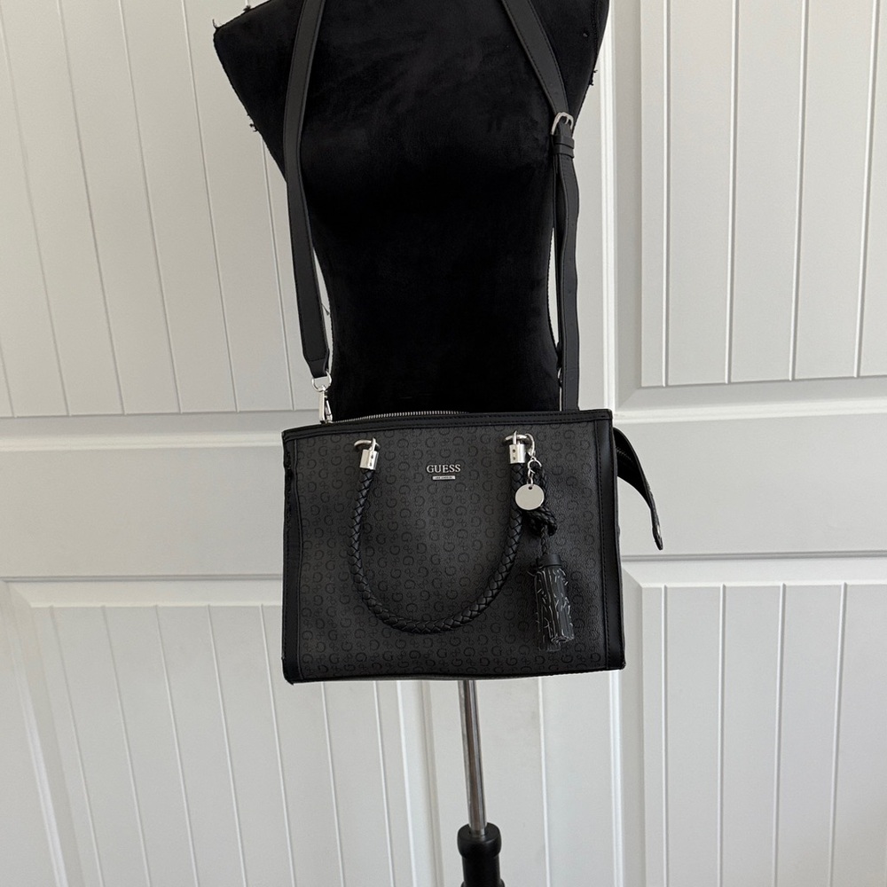 Guess Black Crossbody Tote with Tassel